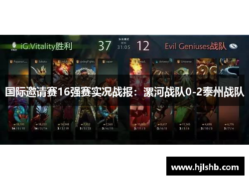 国际邀请赛16强赛实况战报：漯河战队0-2泰州战队